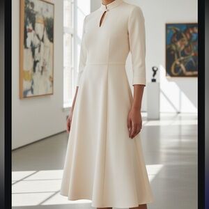 Black Halo Cream Long Sleeve Dress